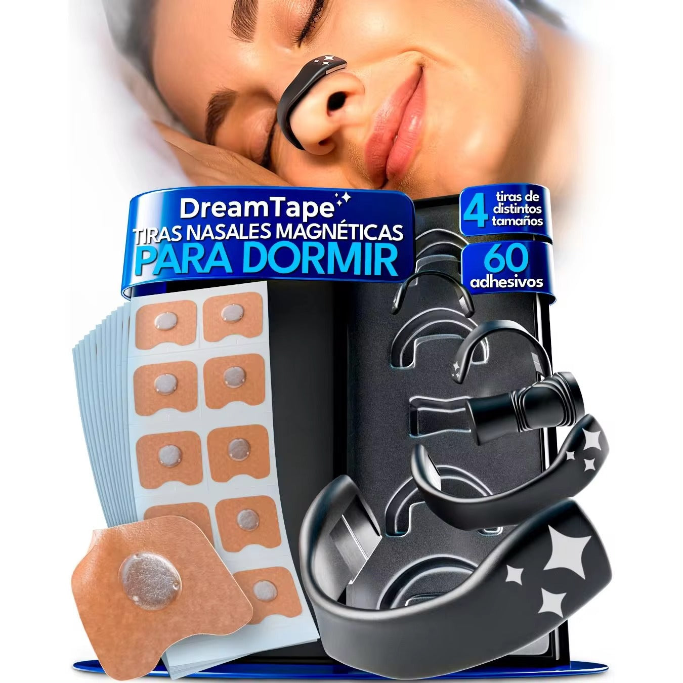 DreamTape® Antirronquidos – Tiras Nasales Magnéticas